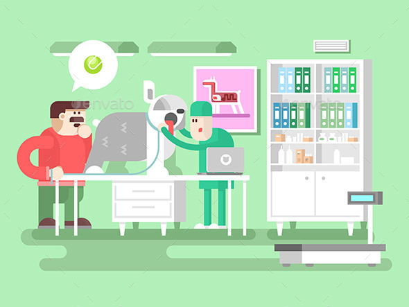 Veterinary Clinic Visitor And Doctor - Health/Medicine Conceptual