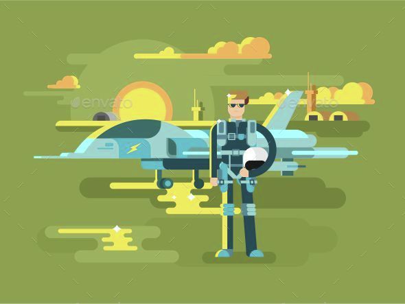 Military Pilot Man - People Characters