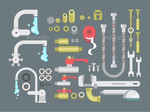 Set Plumbing Parts - Objects Vectors