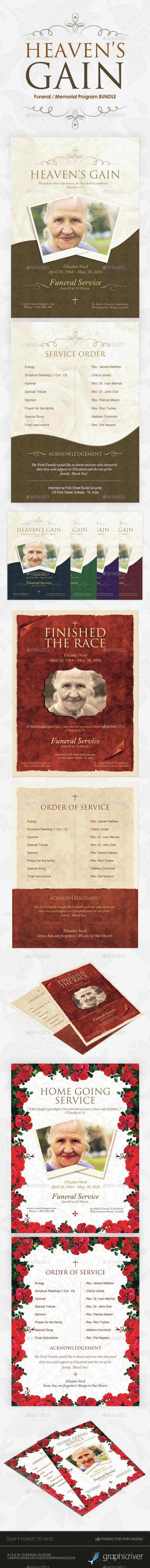 Funeral / Memorial Program Templates - BUNDLE V.2 - Miscellaneous Print Templates