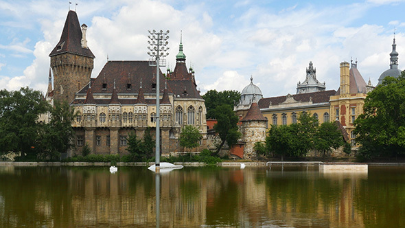 View of Historical Vajdahunyad Castle, Budapest, Hungary