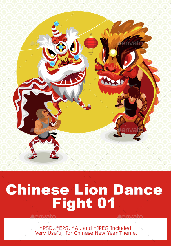 Chinese Lunar New Year Lion Dance Fight - New Year Seasons/Holidays