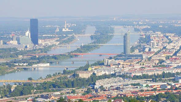 Vienna City and Danube River View, Austria