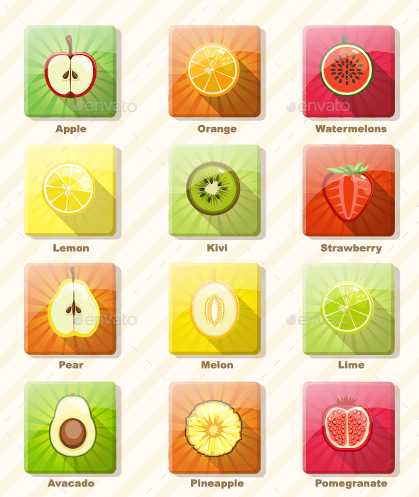 colorful fresh fruit and berries - Food Objects