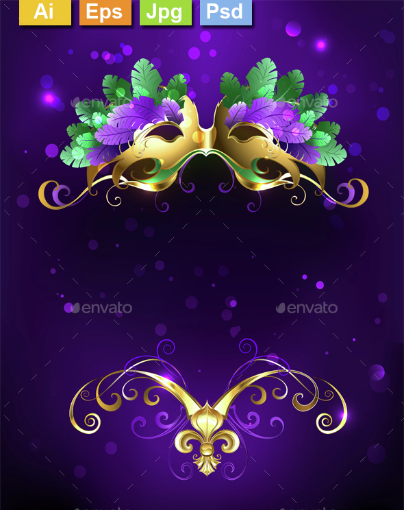 Mardi Gras Mask of Bright Feathers - Miscellaneous Seasons/Holidays