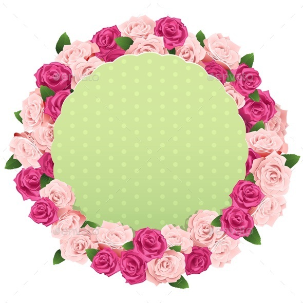 Vector Flower Wreath with Greeting Card - Valentines Seasons/Holidays