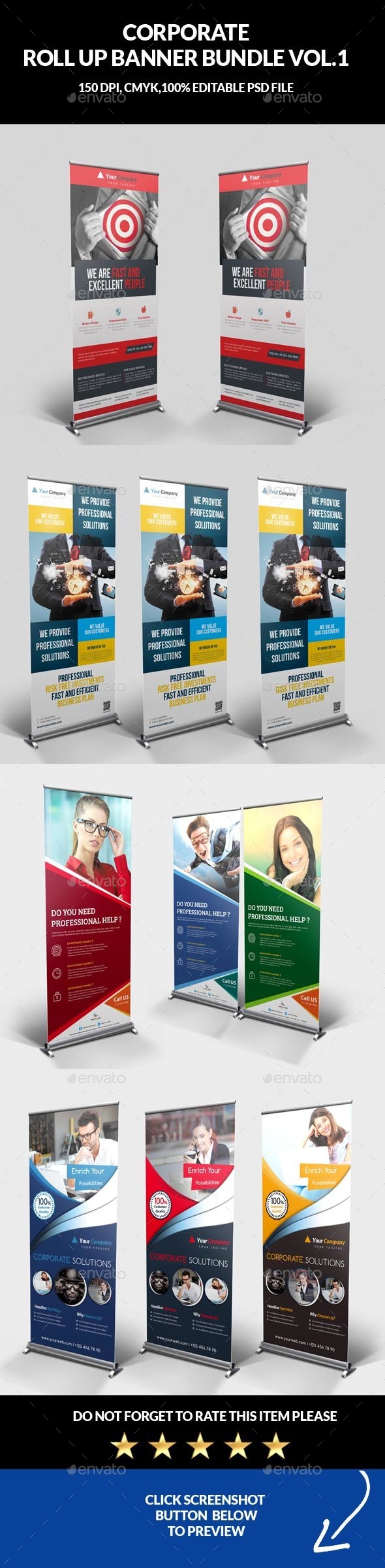 Corporate Roll Up Banner Bundle Vol.1 - Signage Print Templates
