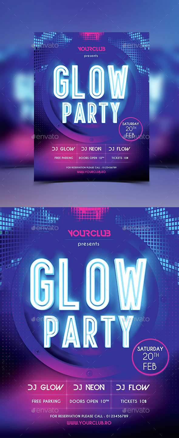 Glow Party Flyer - Flyers Print Templates