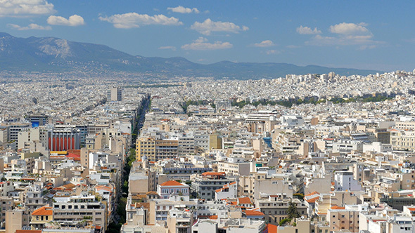 Residential View of Dense Apartments of Athens, Greece