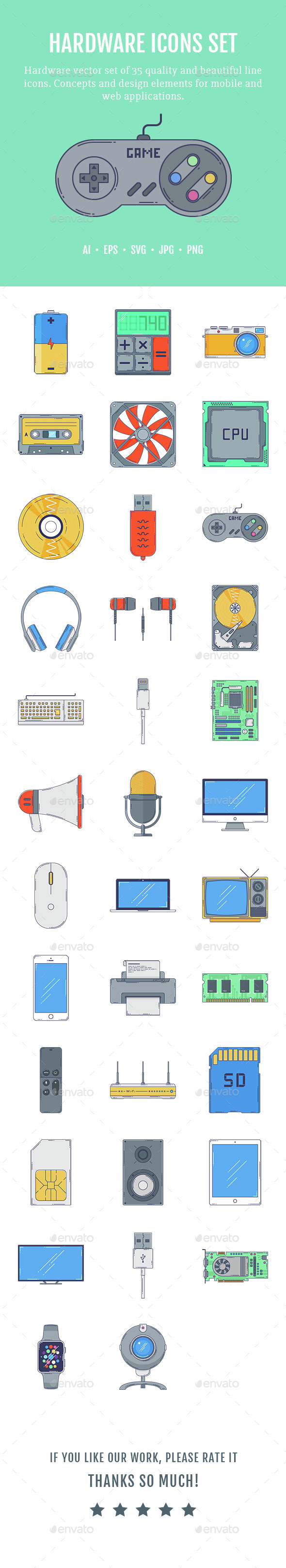 Hardware Icons Set - Technology Icons