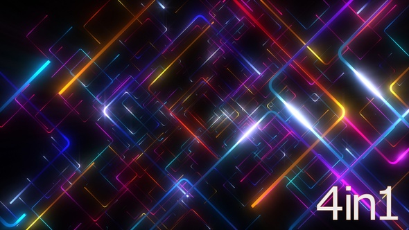 4k Abstract Neon Light Streaks Background