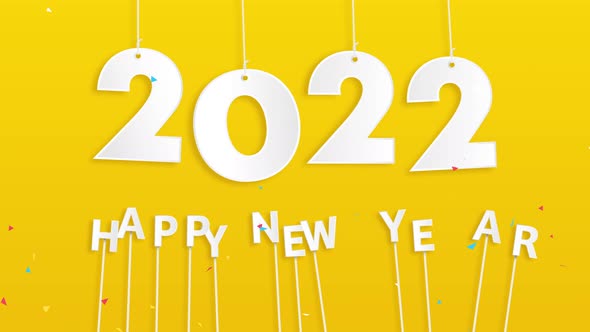 Numbers 2022 bouncing on the ropes with happy new year text