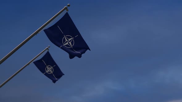 Nato  Flags In The Blue Sky - 2K
