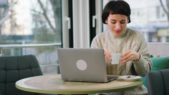 In Front of the Camera at Coffee Shop Pretty Lady alt