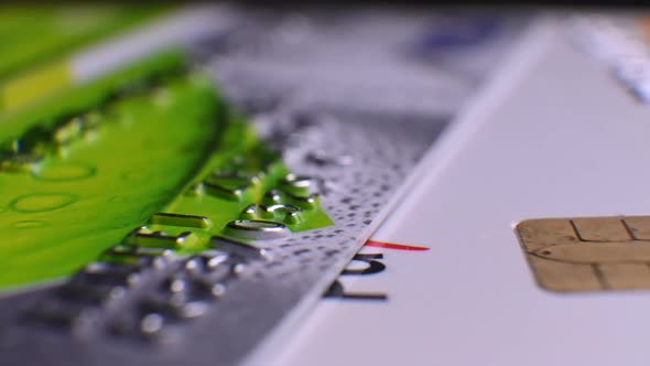 Credit cards close-up. Payments cards issued to cardholders. Credit card surface macro shots. alt