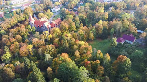 Cesvaine Medieval Castle in Latvia  Old Manor House  From Above Top View alt