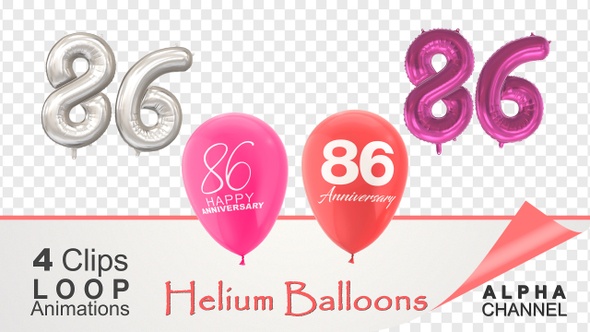 86 Anniversary Celebration Helium Balloons Pack