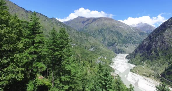 Aerial View of Ganges Valley in Himalaya Region India. 