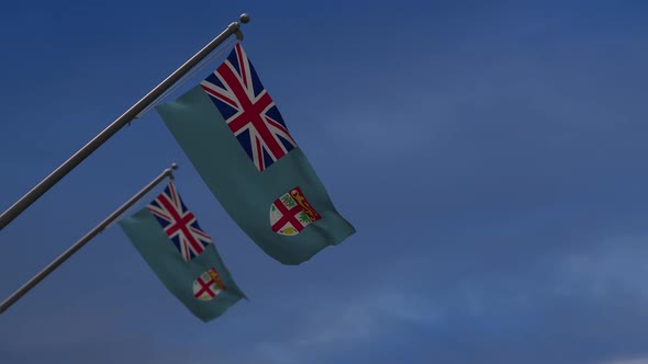 Fiji Flags In The Blue Sky - 2K