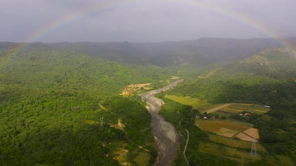 Mountain Landscape with a Rainbow on the Island of Luzon Aerial View alt