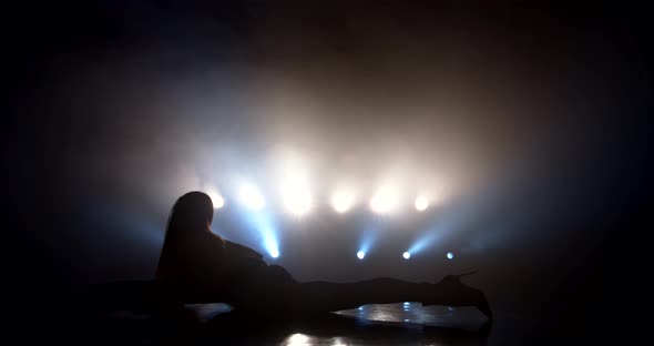 Beautiful Sexy Girl Performs a Sports Dance on the Floor alt