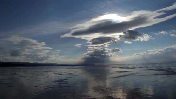 Timelapse Clouds Over Lake Baikal in Winter.