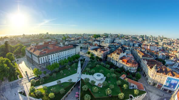 Praca De Lisboa  View From Clerigos Tower in Porto Timelapse Portugal alt