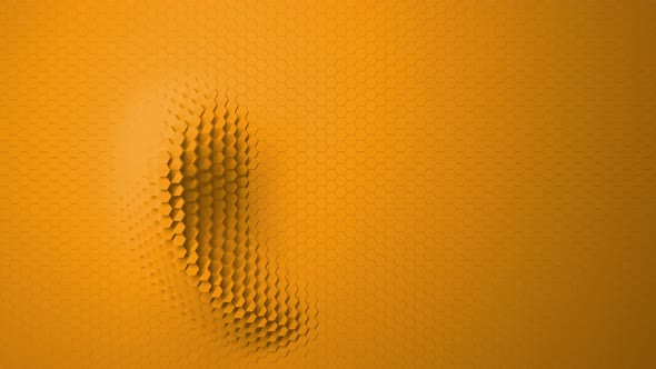 Loading circle icon animation with moving orange hexagons