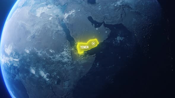 Earh Zoom In Space To Yemen Country Alpha Output