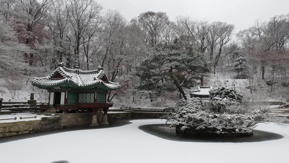 Changdeokgung Palace Secret Garden in winter Seoul  South Korea 
