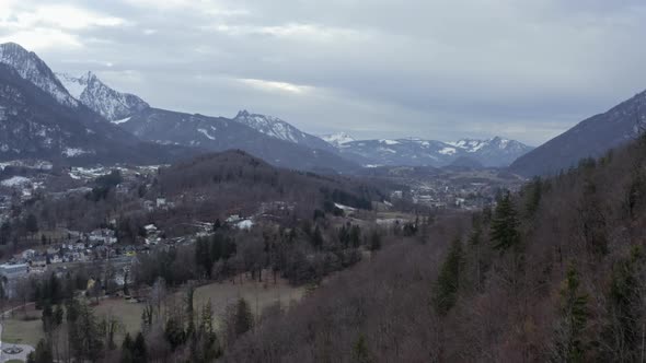 Aerial View of the Winter Austrian Alps alt