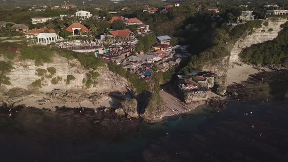 Aerial View of Famous Party Place Single Fin in Uluwatu.