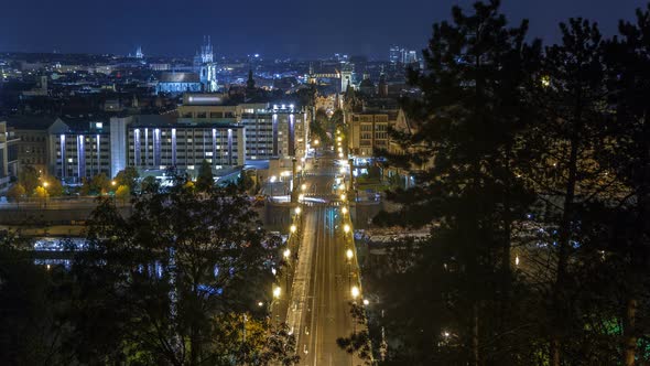 Cechuv Bridge Night View From Letenske Garden Timelapse alt