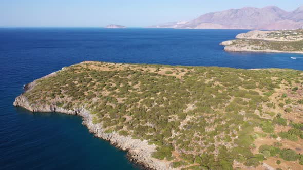 Aerial View of the Sea and Coastline with the Mountains in the Background, Istro, Crete, Greece