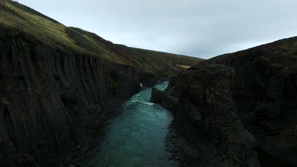 Epic Aerial View of the Studlagil Basalt Canyon Iceland alt