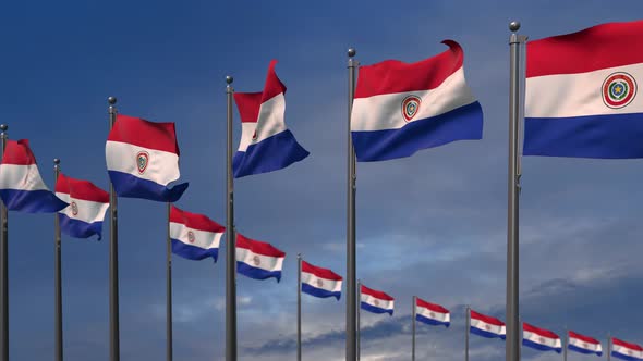 The Paraguay Flags Waving In The Wind  4K alt