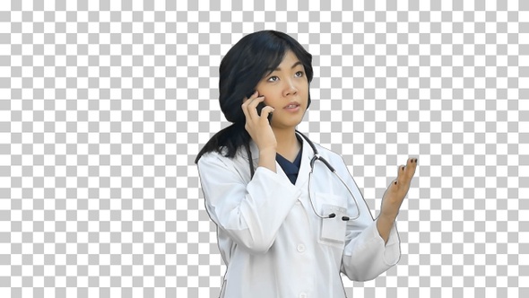 Attractive asian female doctor in lab, Alpha Channel