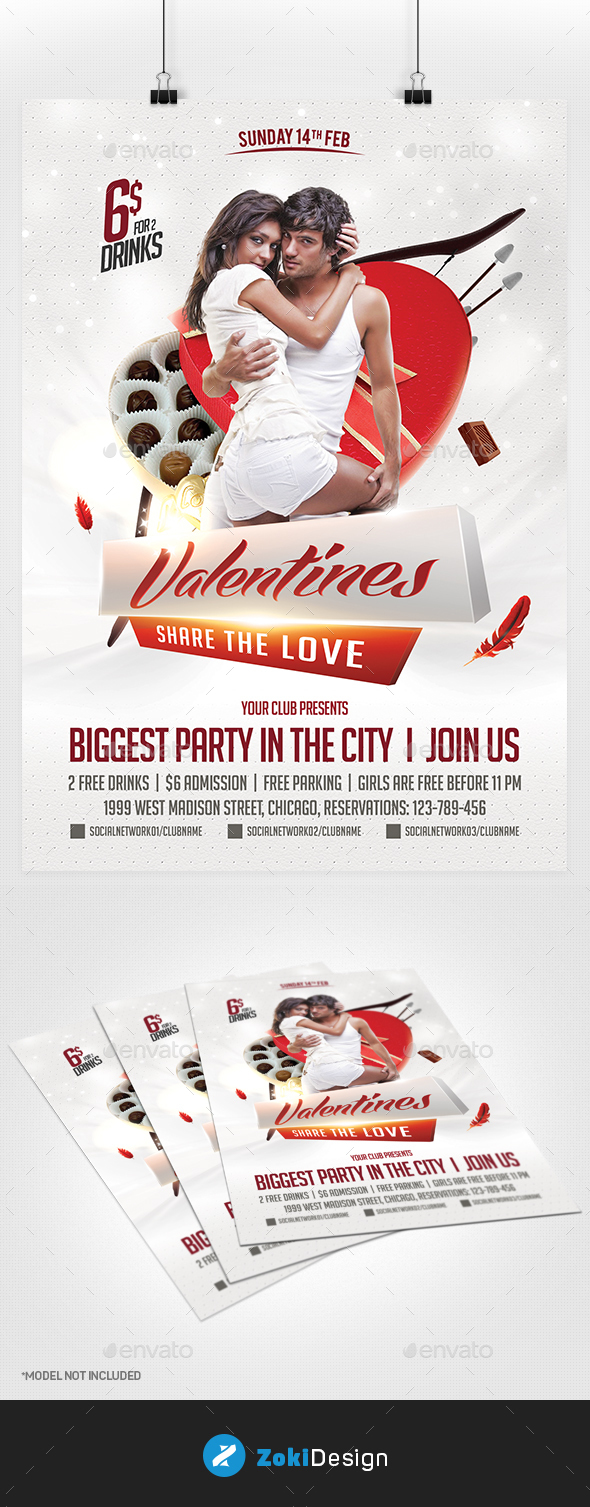Valentines Party Flyer Template - Clubs & Parties Events