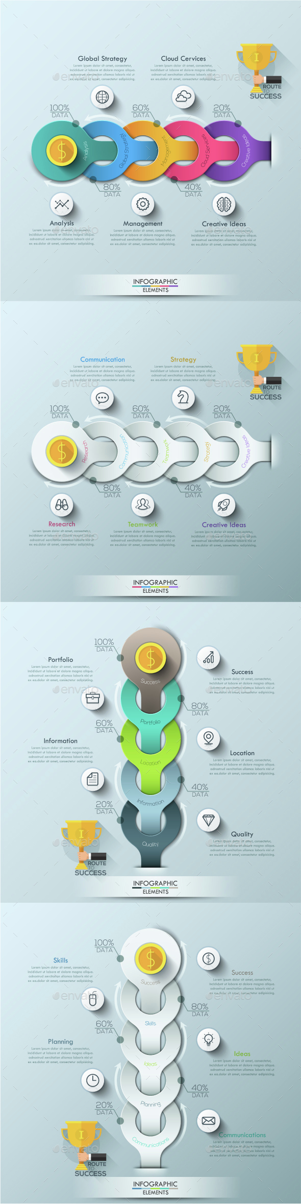 Modern Infographic Process Template (4 Items) - Infographics