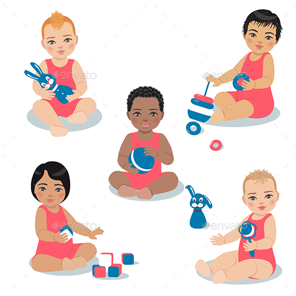 Different Race Toddlers - People Characters