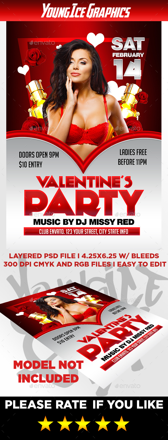 Valentines Party Flyer Template - Clubs & Parties Events