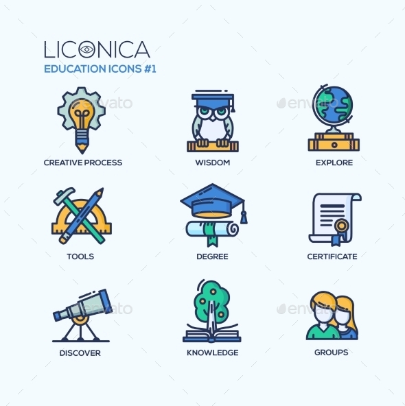 School and Education Thin Line Design Icons - Miscellaneous Conceptual