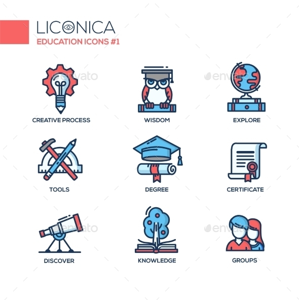 Modern School And Education Thin Line Design Icons - Miscellaneous Conceptual