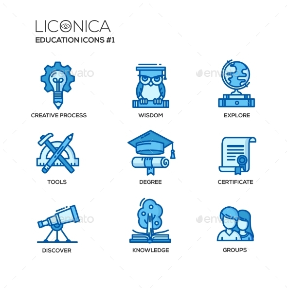 Modern School And Education Thin Line Design Icons - Miscellaneous Conceptual