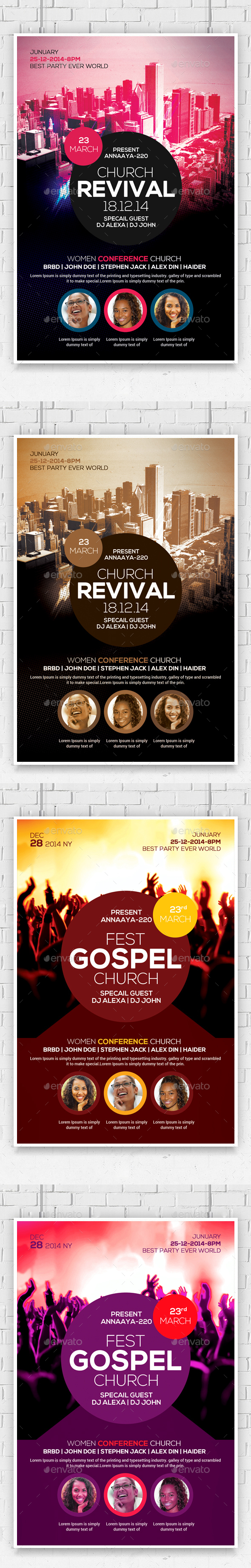 Revival in the City Church Flyers Bundle - Church Flyers