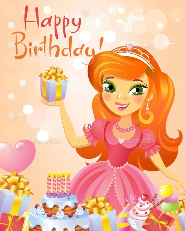 Happy Birthday Princess Greeting Card - Birthdays Seasons/Holidays