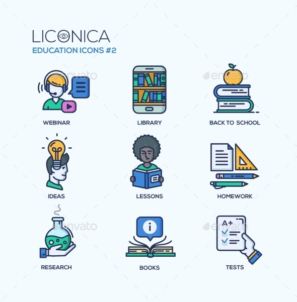 Modern School and Education Thin Line Design Icons - Miscellaneous Conceptual