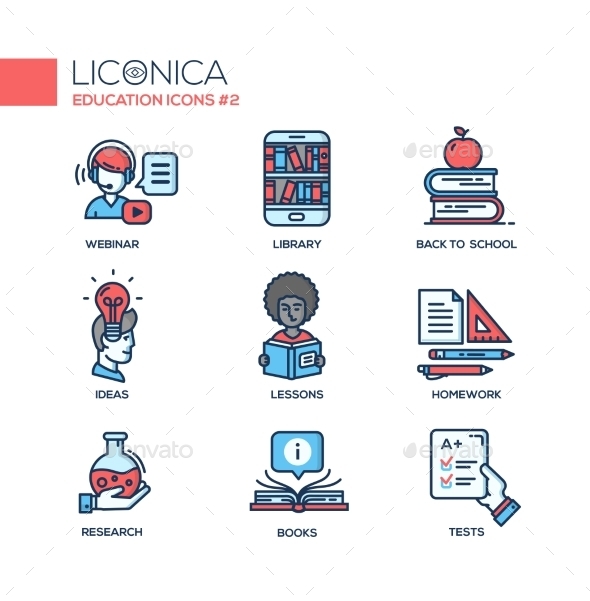 Modern School And Education Thin Line Design Icons - Miscellaneous Conceptual