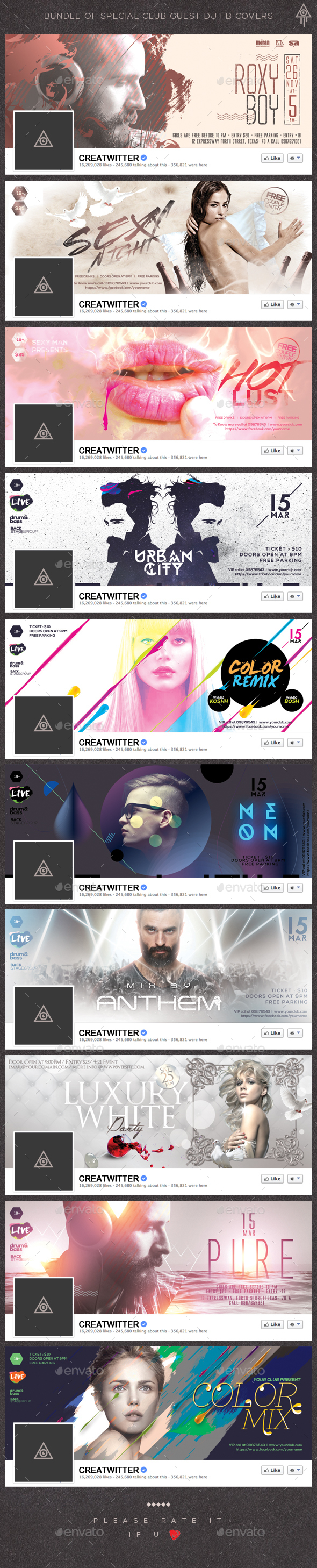 Bundle of Special Club Guest DJ Facebook Covers - Facebook Timeline Covers Social Media