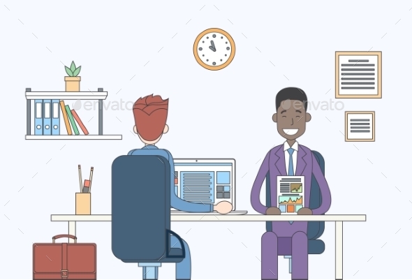 Two Business Man Report Document Talking - Concepts Business